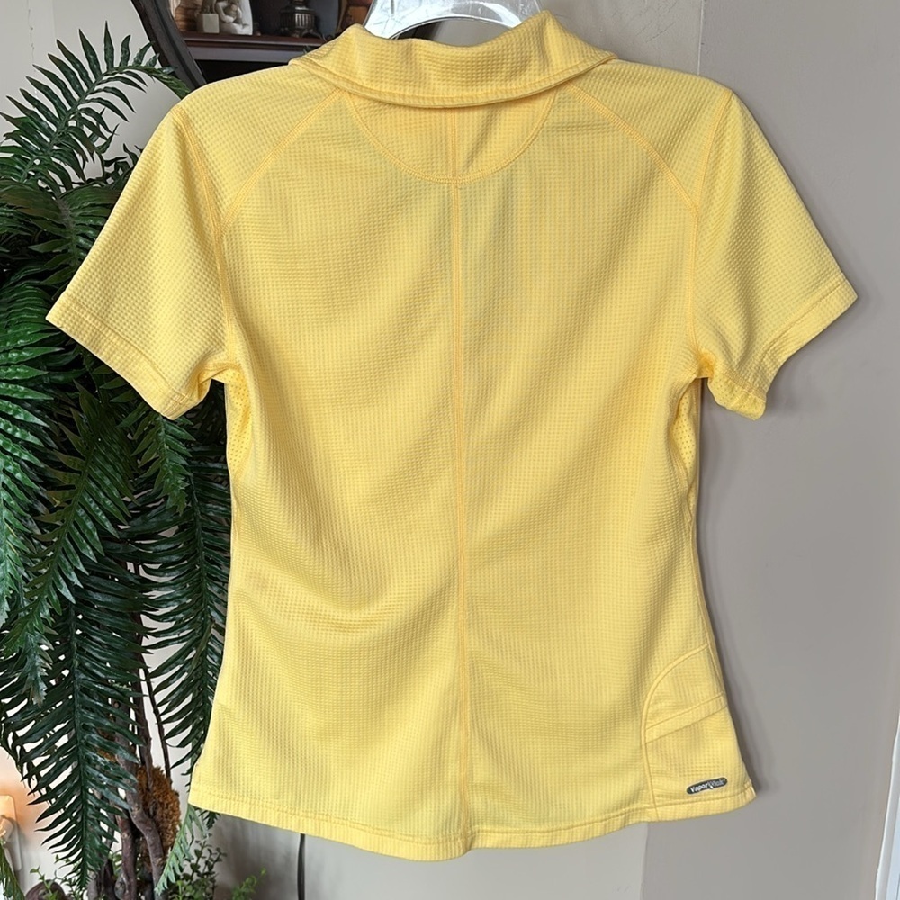 The North Face Vapor Wick Yellow Quarter Zip Short Sleeved Polo Top Golf Shirt - Picture 9 of 14